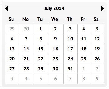 The YUI calendar widget